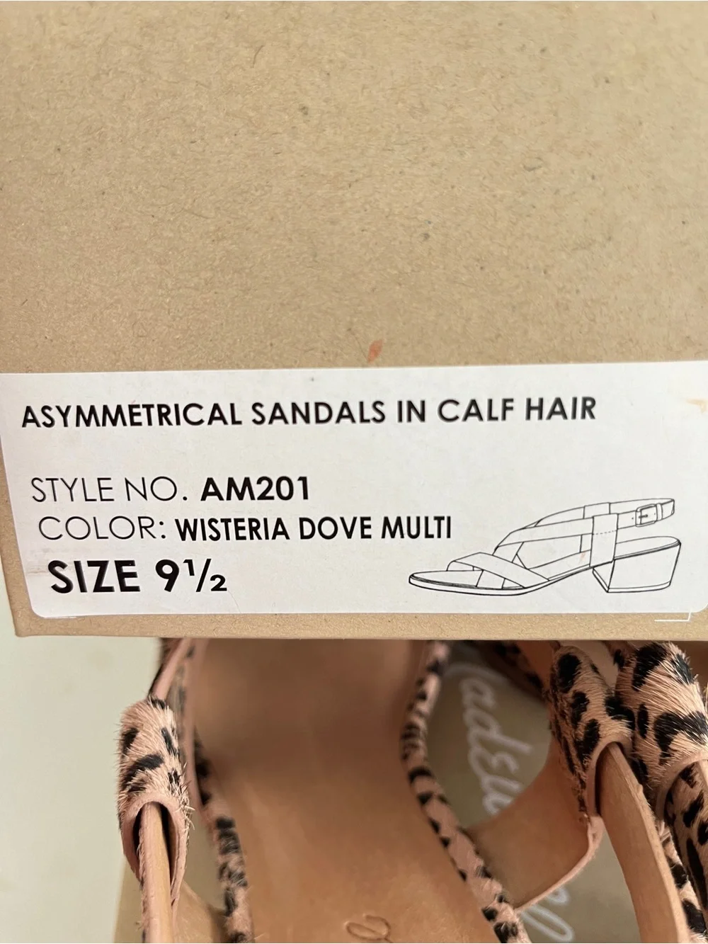 Madewell Wisteria Dove cheeta Strappy Block Heel Sandals Tan/Black Womens 9.5